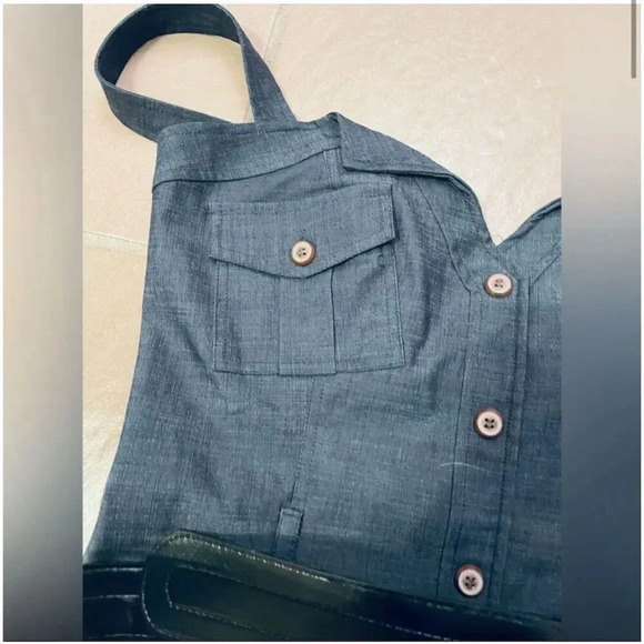 Arden B Women's Blue Sweetheart Neck Button Front Midi Shift Dress Size S - Picture 14 of 16